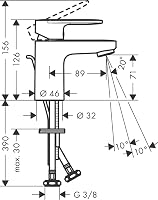 hansgrohe Vernis Blend - Waschtischarmatur mit Zugstangen-Ablauf, Wasserhahn Bad mit Auslauf Höhe 70 mm, Mischbatterie Waschbecken wassersparend (EcoSmart), Chrom – Ansicht 5