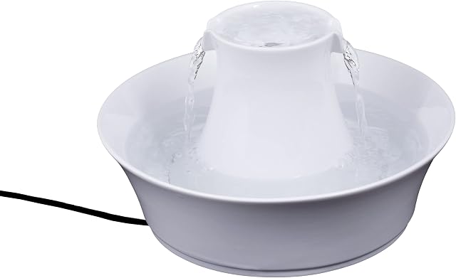 PetSafe Drinkwell Ceramiczna fontanna do picia Avalon, filtrowana woda pitna dla psów i kotów, pojemność wody 2 L, biała