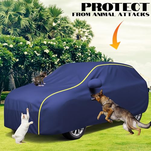 Image of 100% Waterproof Car Cover for Eon UV Protection, Dustproof, Windproof | Custom Fit with Mirror Pockets, Belt & Buckle | All Weather Outdoor Body Cover(Blue)