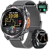 Orologio Smartwatch Uomo con GPS Sport: 1.7" AMOLED Orologi Intelligenti con GPT Effettua Risposta Chiamate 107 Modalità Sportive 3 ATM Pressione Sanguigna Frequenza Cardiaca Compatibile iOS e Android