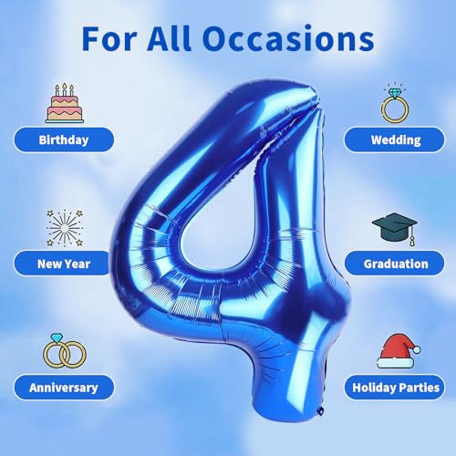 Image of Number Balloons Navy Blue Balloons - Giant Number 10 Balloon, 10 20 30 40 50 Numbers Balloon Birthday Decorations, Blue Party Supplies for Boy Men