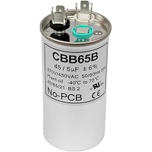 CBB65 45+5uF 45/5 MFD 6% 370/450 VAC Dual Run Start Round Capacitor Replacement 97F9895, Z97F995 Fit for Heat Pump,Air Conditioner,HVAC Capacitor,Straight Cool,Condenser
