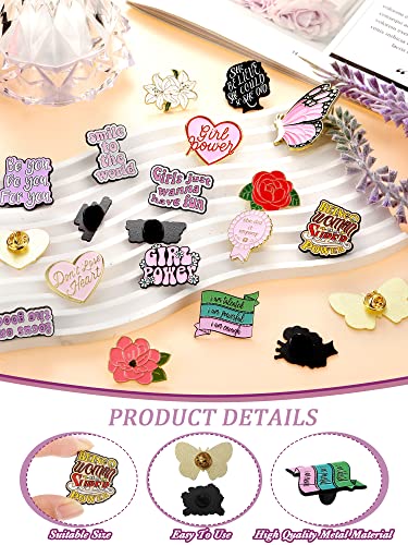 Inbagi 20 Pcs Women Girl Power plants Enamel Pin Aesthetic Pink Green Feminism Lapel Pin Women Empowerment Brooch for Hat2