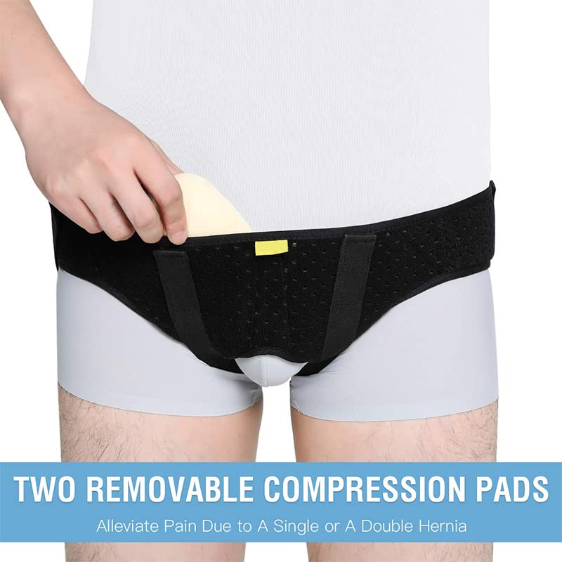 DEBIK Polyester|Hernia Support Belt For Men Inguinal-Groin Hernia Treatment&Pain Relief-Double Sided Recovery Strap With 2 Removable Compression Pads-Right,Left Or Both Sides (Medium) - Image 2 thumbnail