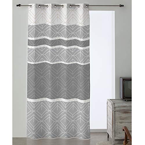 Camatex Lanovenanube - Cortina confeccionada con ollaos DOLI - 150x260 cm - Color Gris