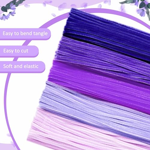 Image of Peryiter 500 Pcs Pipe Cleaners for DIY Flower Bouquets, Chenille Stems for Graduation Bouquet Crafts, Fuzzy Sticks for Handmade Flowers, DIY Gift, Art Projects(Purple,12 Inch)