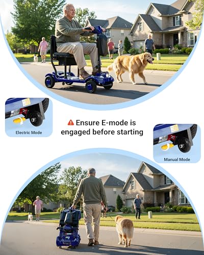 Image of 41LB Lightweight Mobility Scooters for Seniors - 4 Wheel Powered Mobility Scooter, 18.64 Mile Portable Folding Electric Scooter for Adults, Suit Camping Traveling, Airline Approved (1 Battery, Blue)