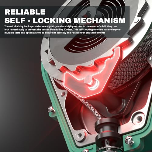 Image of 23ft Self Retracting Lifeline, 330LBS Fall Arrest Equipment, Fall Protection System with Dual Swivels, Alloy Steel Hook, & Flame Retardant Steel Wire Rope(Φ3.2mm)