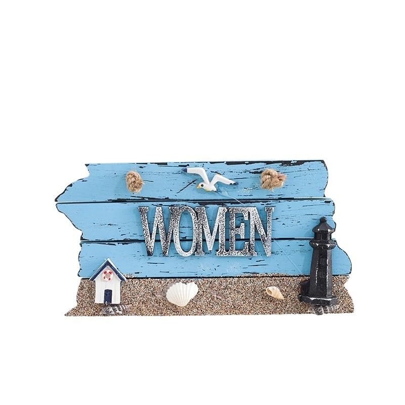 Letrero de Madera para Puertas Letrero de Madera for Bar de Playa, Colgante de Pared, Adorno de pez de Madera Costera, Placa Decorativa for baño y WC for el hogar y la Oficina (Color : P)