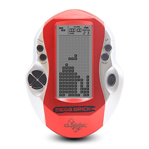 Preisvergleich Produktbild JXD Tetris-Spielkonsole mit großem Bildschirm 23 Spiele integriert Kindergeschenkspielzeug ergonomisch gestaltet für bessere Bedienung 3 * AAA-Batterie (Nicht im Lieferumfang enthalten) (Blue) (Red)