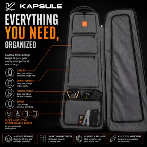 Image of Gruv Gear Acoustic Guitar Case Hard, Patented Acoustic Guitar Gig Bag with Adjustable Backpack Straps, Easy Rolling Wheels, Travel Approved, Multiple Pockets for Guitar Accessories, Holds 1 Instrument