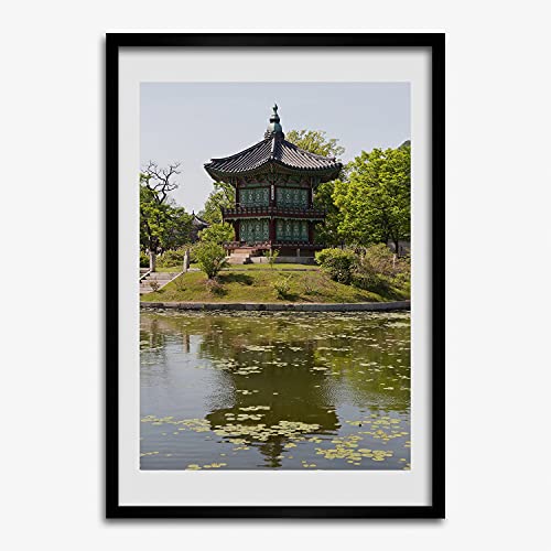 Cadre photo 50x70 cm Tulup affiche paysage japonais peinture tableau moderne en bois MDF