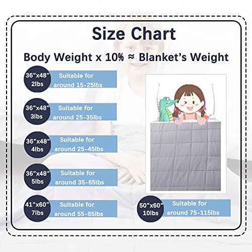 Rokduk Weighted Blanket Kids 5 Pound 36X48 In, 1800 Brushed Microfiber Breathable & Hypoallergenic Toddler Weighted Blanket With Non-Toxic Glass Beads, Small Heavy Blanket Throw Grey #TOP6
