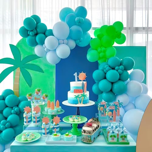 Image of PartyWoo Green Balloon Garland, 100 pcs Shades of Green Balloons Different Sizes Pack of 36 Inch 18 Inch 12 Inch 10 Inch 5 Inch for Balloon Garland Arch as Party Decorations, Birthday Decorations