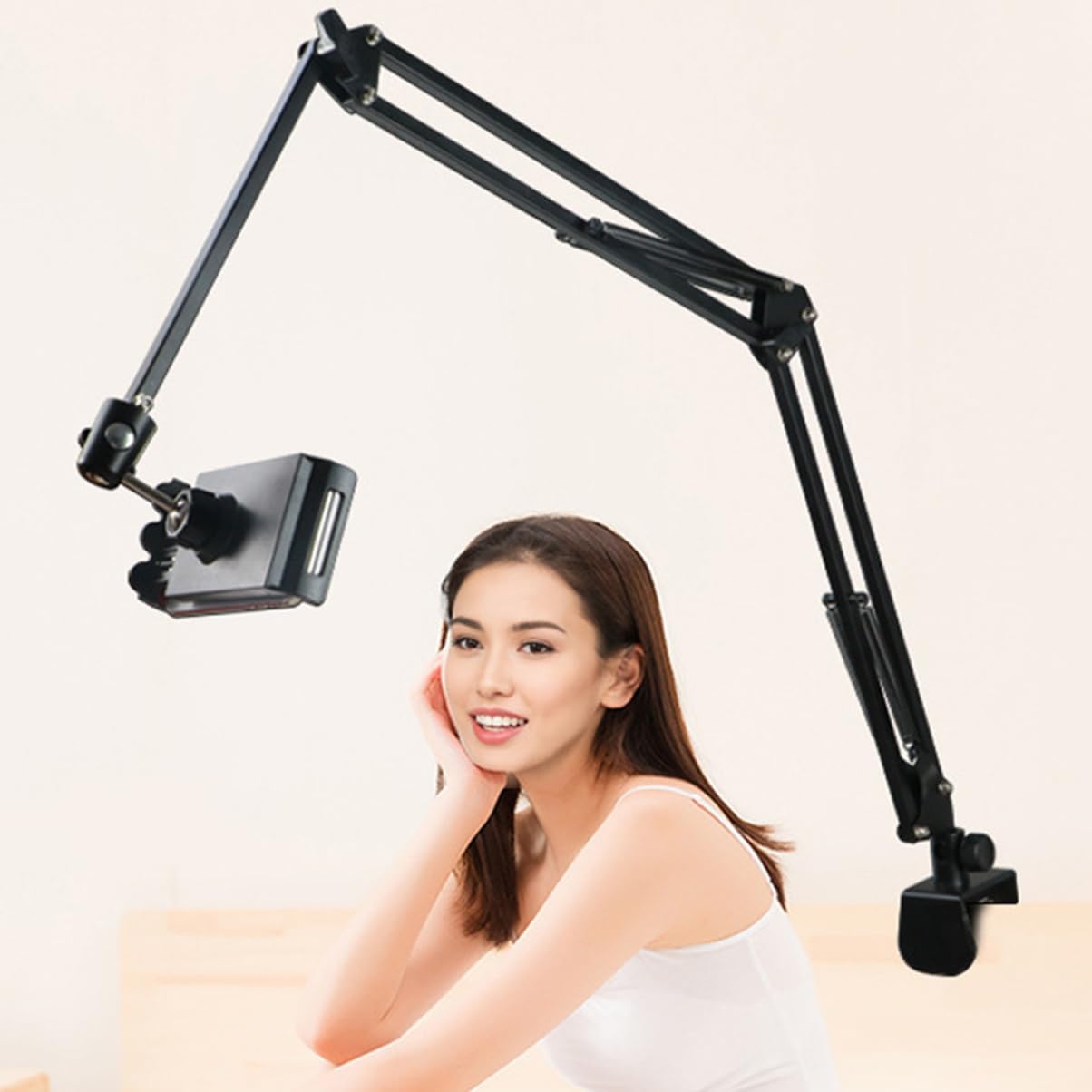 Housoutil Soporte para Teléfono de Brazo Largo Plegable y Extensible Negro