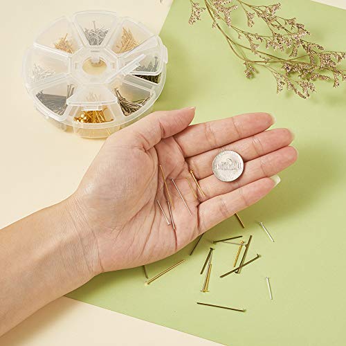 Pandahall 16Mm 20Mm 30Mm Iron Head Pins 4 Color Flat Headpins For Earring Bracelet Jewelry Making Findings (About 650Pcs/Box) #TOP4