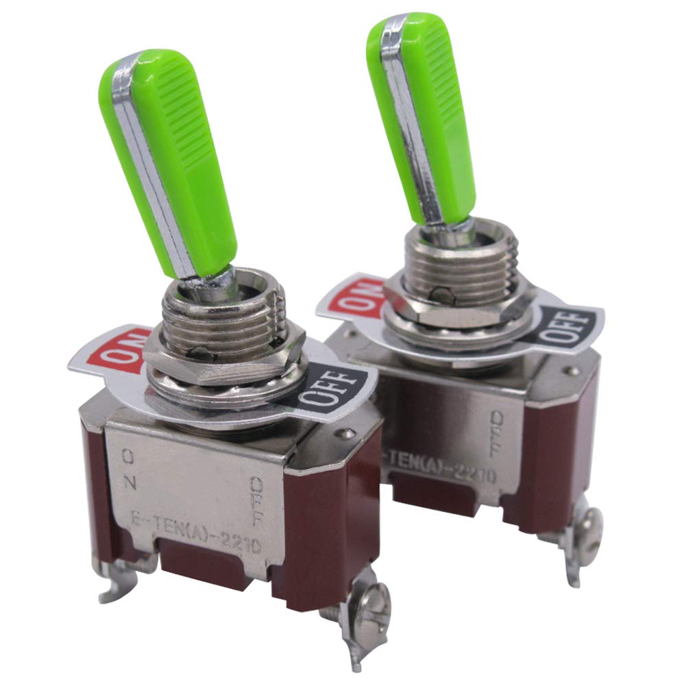 Taiss / 2pcs Rocker Toggle Switch Univeral Heavy Duty 20A 125V SPST 2 Terminal ON/Off Plastic Metal Stainless Steel Top Grade Handle TEN-2210GG