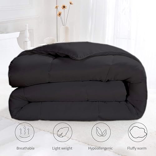 Miniatura 6 de The OutNeT Edredón de color gris oscuro para todas las estaciones, relleno de 750 hilos, esponjoso, de 800 hilos, lujoso, ultra suave, de algodón