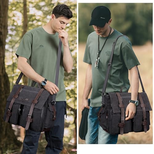 Image of WITZMAN Vintage Canvas Messenger Bag for Men Large Satchel Bags Crossbody Shoulder Fit 17 inch Laptop