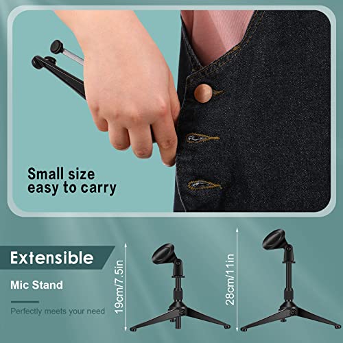 Konohan 3 Pack Desktop Mic Stand Portable Foldable Tripod With Mic Clip Holder Adjustable Height Table Microphone Stand Desk 5/8 Inch Male To 3/8 Inch For Dynamic Recording Podcast thumb #4