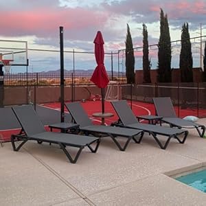   Domi-Pool-Lounge-Chairs-Aluminum-Patio-Chaise-Lounge-with-Side-Table-5-Position-Adjustable-Backrest-and-Wheels-All-Weather-Outdoor-Lounge-Chairs-for-Beach-Yard-Balcony-Poolside-Gray