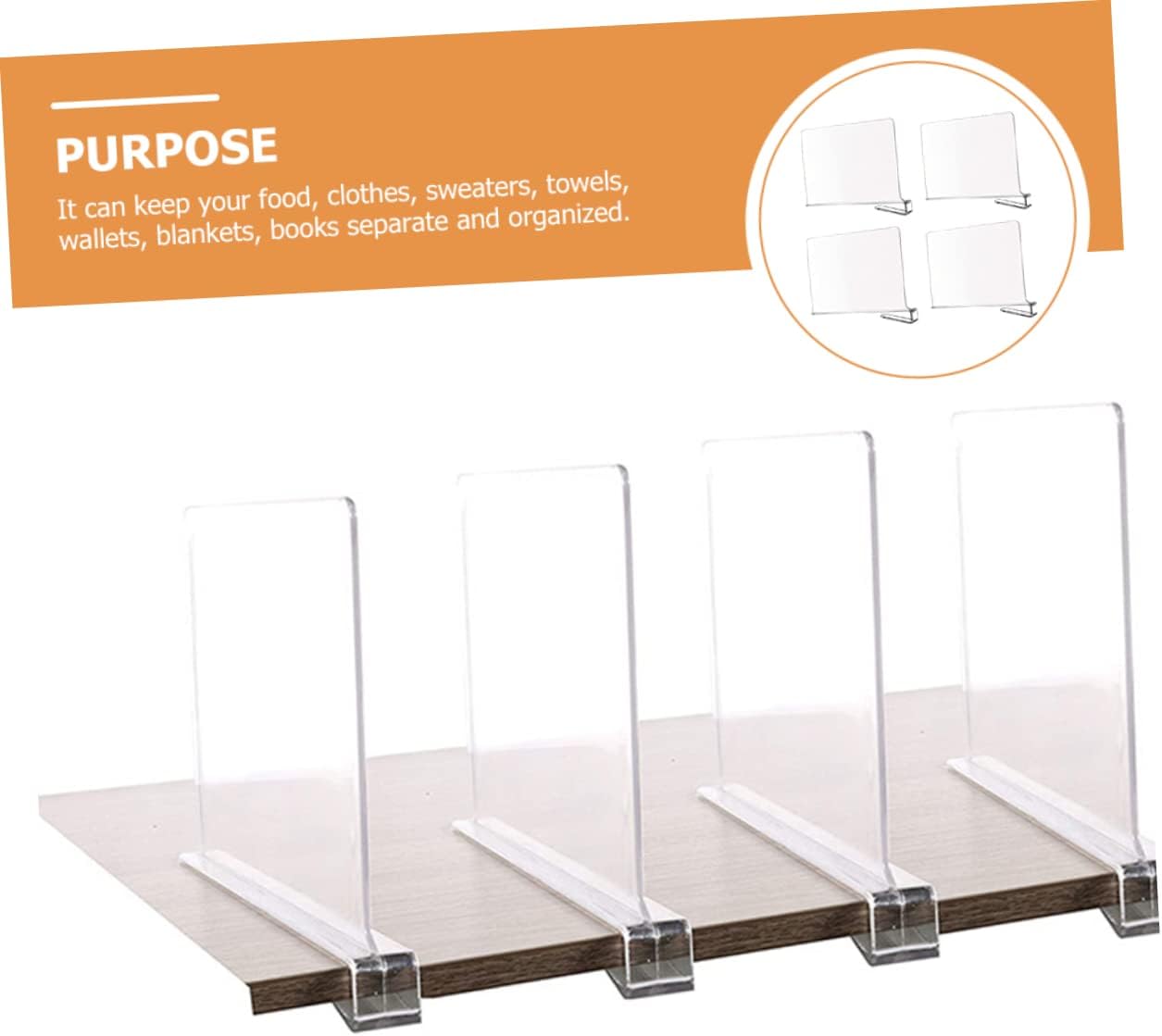 MAGICLULU 4pcs Shelf Divider Clothes Bags Wardrobe Divider Organizer for Closet Shelf Bathroom