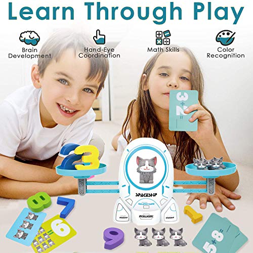 SHANDERBAR Math Educational Toys for 3 4 5 6 Year Old, Preschool Activities Teaching Learning Toys for Kindergarten Toddler 3 4 5 6 Year Olds Boys & Girls (Cat Balance Game) - Thumbnail 4