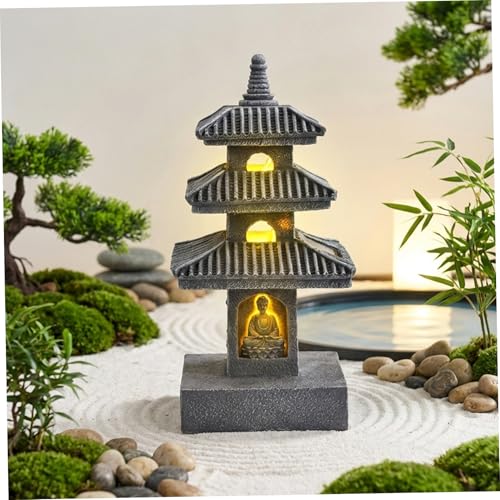 Statue de pagode pour jardin en résine durable résistante aux intempéries - 8