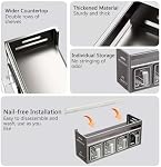 Wall Mount Seasoning Box, Kitchen Spice Rack with Moveable 4 Jars, Space Saving Spice Organizer, Seasoning Containers for Sugar Salt Pepper (Gunmetal Gray)