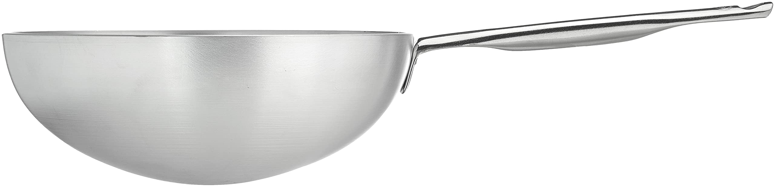 Pentole Agnelli Wok für Induktionsherd mit gewelltem Boden, aus Aluminium, mit Griff aus Edelstahl, Silber 28 cm Silber/schwarz