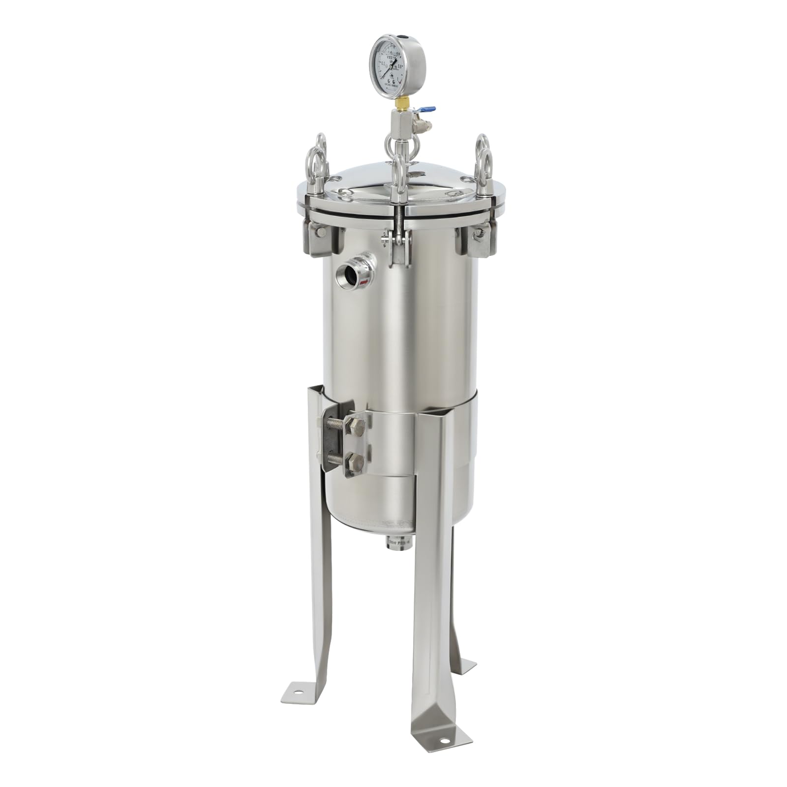 Edelstahl-Beutelfilter 304, 5 µm, NPT 3/4 Zoll, Manometer, 0–6 t/h