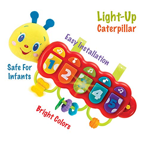 Image of KiddoLab Lira Baby Musical Toy with Lights & Music - Interactive Caterpillar Spinner & Stacking Rings for Infants 3+ Months - Soft Stuffed Animal Head for Sensory Play