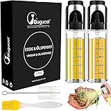 【FÁCIL DE USAR】Simplemente apriete Ölspender para un rociado más suave. Hemos preparado cepillos de limpieza y cepillos de aceite. Enjuague la botella con un poco de jabón para platos o agua tibia y revuelva con un cepillo de limpieza de 6 a 10 veces. El cabezal rociador se limpia sumergiéndolo en agua tibia y rociándolo varias veces sin desmontarlo. No coloque el pico en el lavavajillas ya que esto puede dañar el pico.