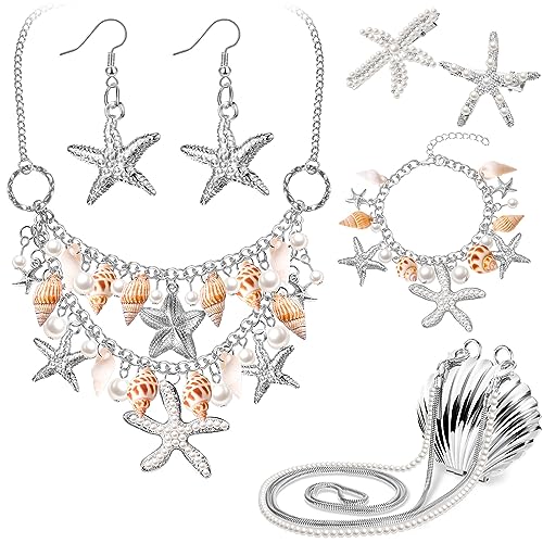 Joyería de sirena Hillban de 6 piezas, el regalo ideal con pendientes y clip