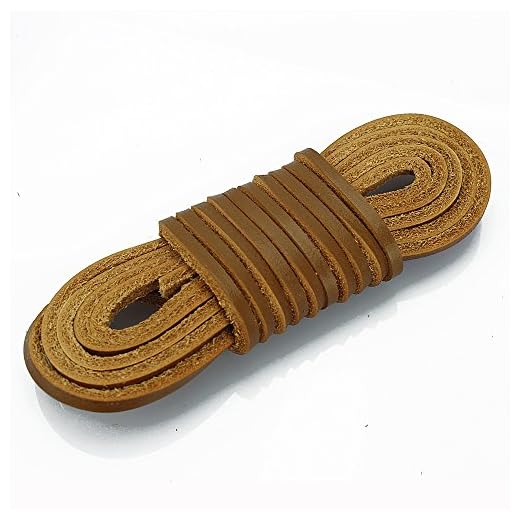 LolliBeads (TM) 3mm Flat Genuine Leather Shoe Lace Boot Lacing Strip Cord Braiding String Light Brown(72 Inches)