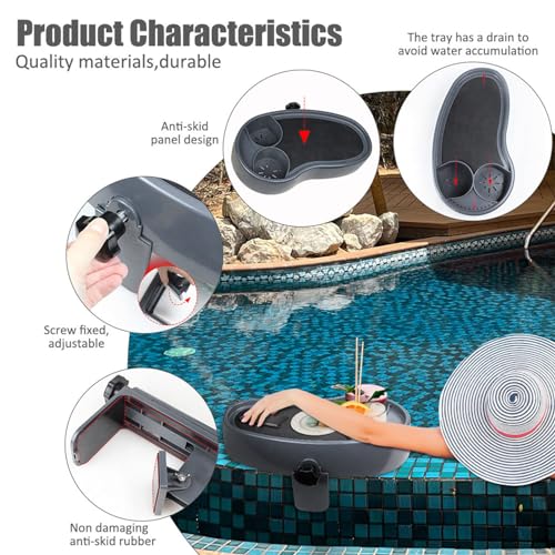 Heayzoki Hot Tub Tray Table with Adjustable Drink Holders, Spa Cup Holder, Durable Portable Accessory by Heayzoki - Image 4