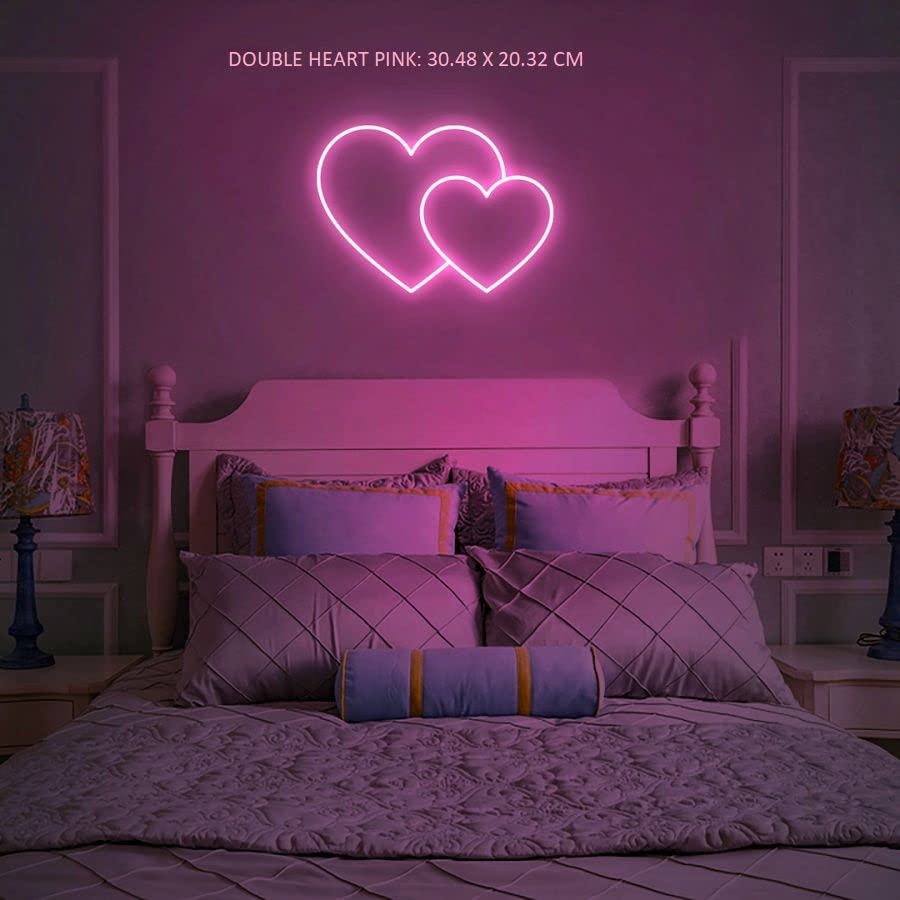 Tiva Double Heart Neon Sign – Romantic LED Wall Light for Bedrooms, Living Rooms, Offices & Home Decor