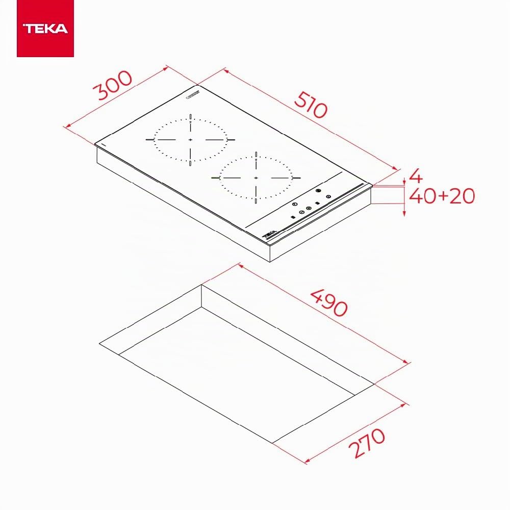 TEKA Placa Vitrocerámica Modular 2 Zonas, Touch Control, Seguridad Auto Lock, Programador 99 Minutos, Sistema Fast-Click, Modelo TZC 32000 TTC BK