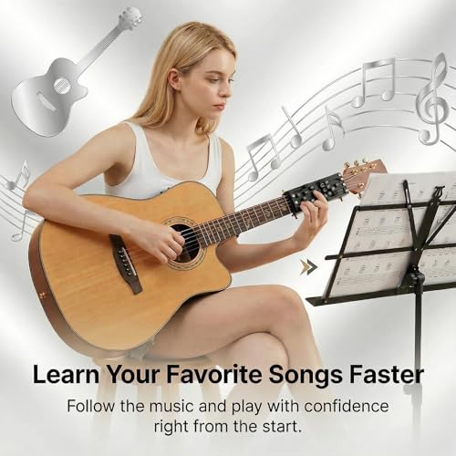 Portable Guitar Chord Presser, Chord Helper & Trainer for Acoustic Guitars, Clip-On Assisted Learning Tool Accessory with 15+ Chords for Beginners & Arthritis-Friendly Players, No Sore Fingers, Black by Generic - Image 8