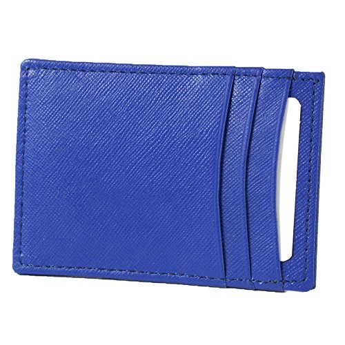 Alpine Swiss Mens Top Grain Leather Minimalist Money Clip Front Pocket Wallet Crosshatch Blue2
