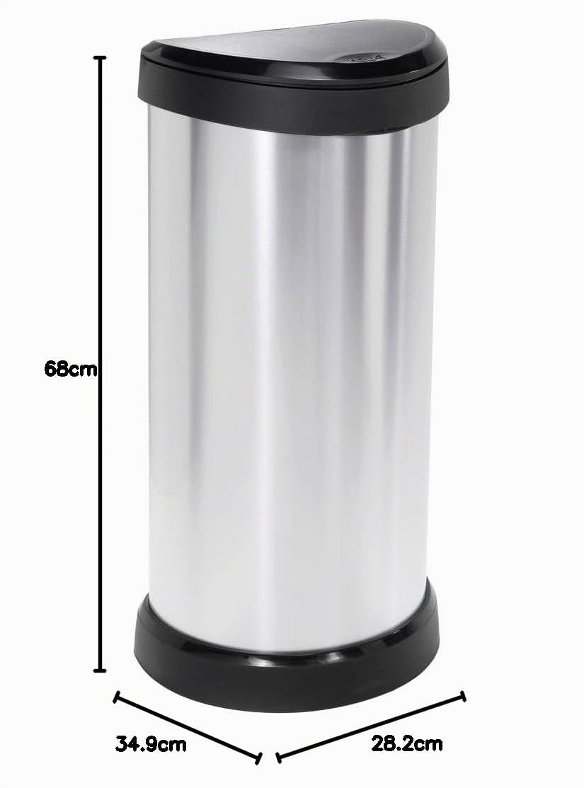 Curver - Cubo de basura Touch 40L, acabado color acero