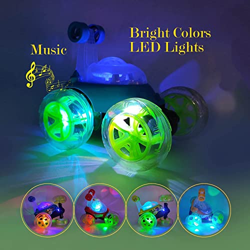 Image of Babble Buddies Kids' Stunt Car: Rechargeable Remote Control, 360-Degree Twisting Acrobatics, Music & Lights, Plus Charger (Assorted Color).