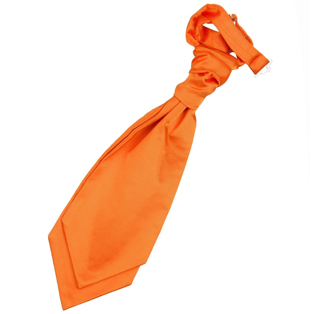 Burnt Orange Boys Satin Plain Solid Pre-Tied Ruche Wedding Cravat by DQT