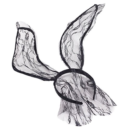 Song Qing Rabbit Ear Lace Veil Mask Headband Halloween Party Cosplay Headwrap #TOP4