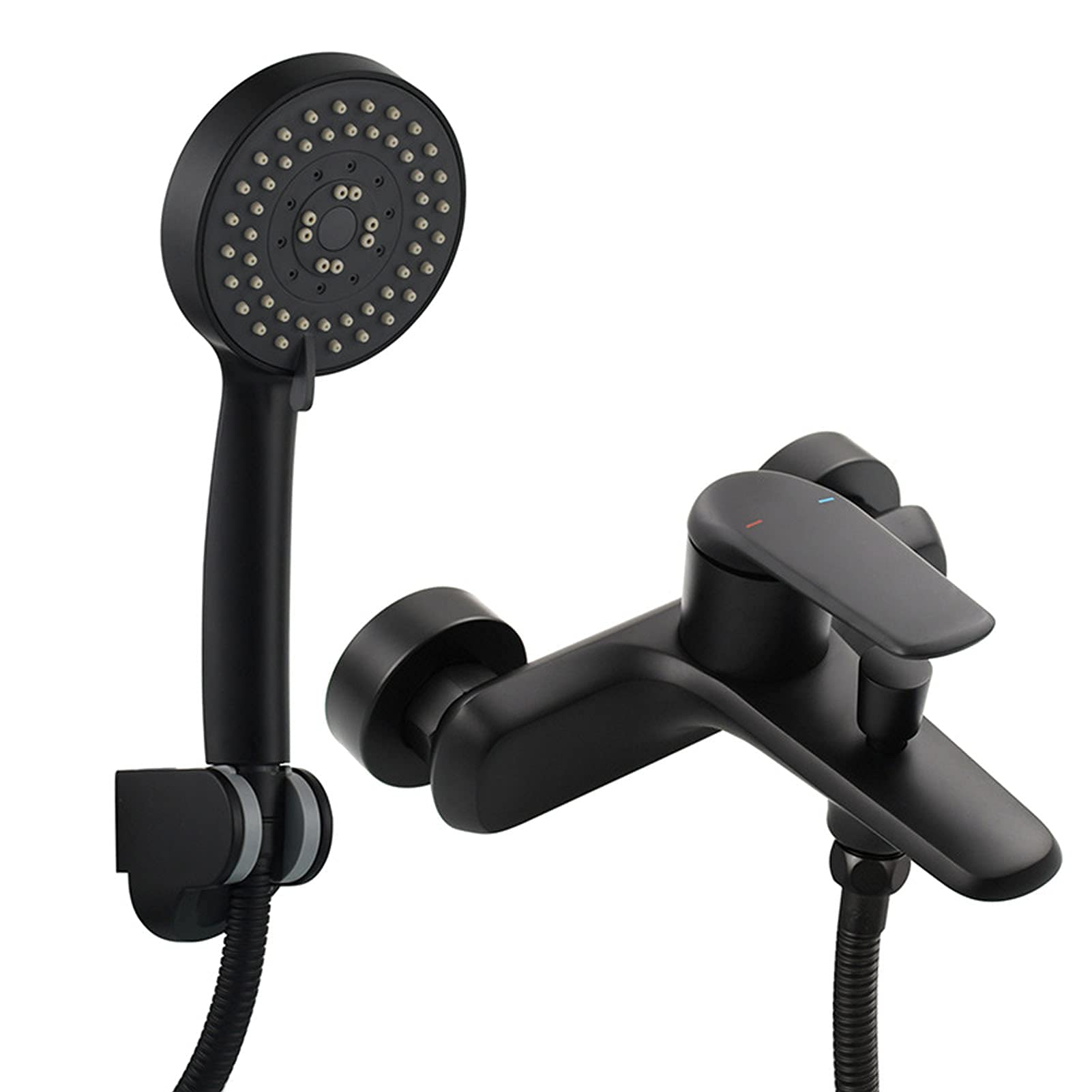 WOTZOV Brass Bathtub Faucet Modern Bathtub Faucet With 5 Modes Hand Shower Single Handle Wall Mounted Tub Faucet Bath Shower Mixer Tap Shower Faucet Setblack,Black