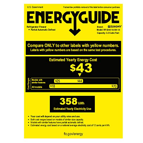 Euhomy Mini Fridge with Freezer, 3.2 Cu.Ft Compact Refrigerator with