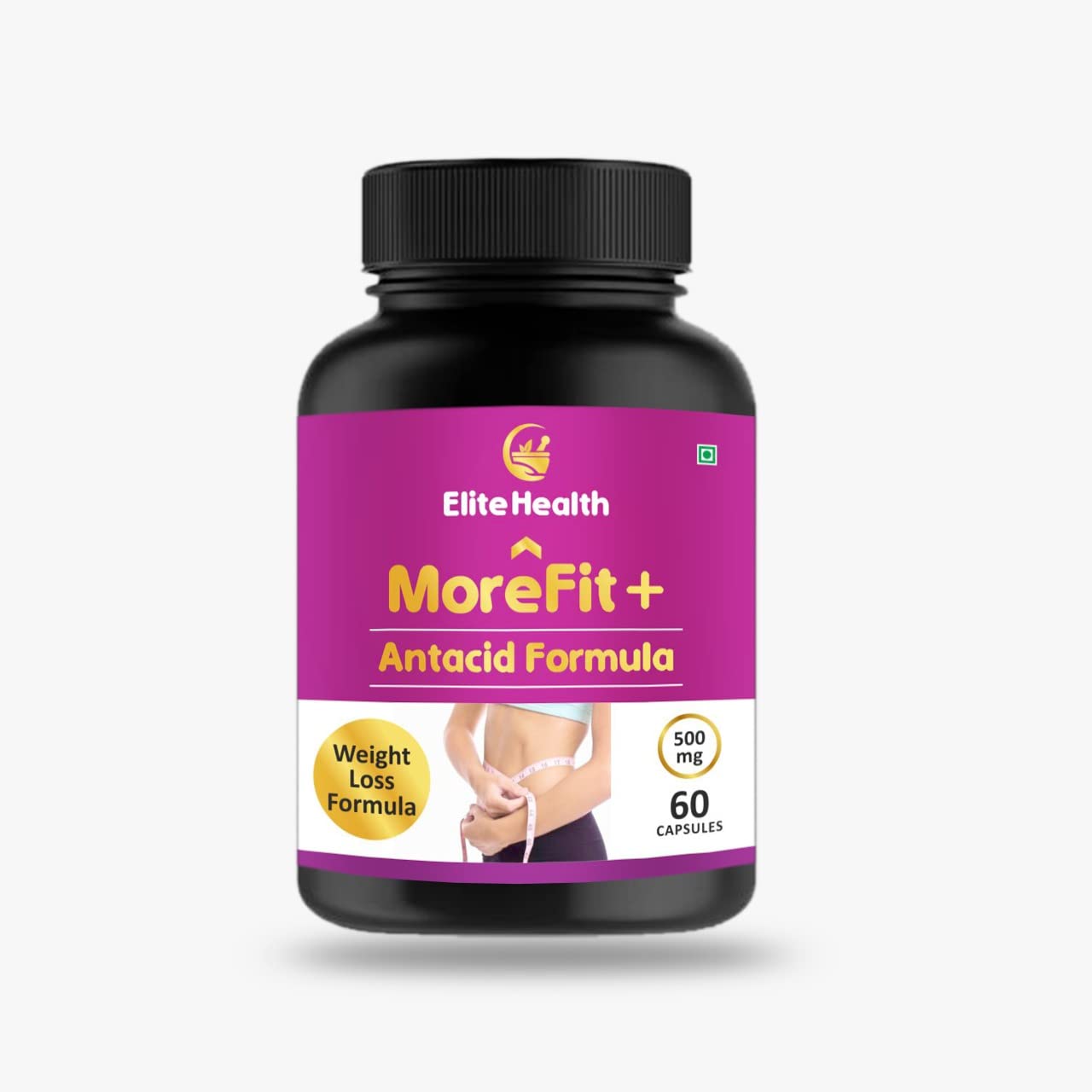 ELITE HEALTH- MoreFit+ Effective for Gastric,GERD & LBS |Weight Management|Daily Health| 500mg|Quantity-60 (Pack of 1)