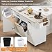 GOAWGO All-in-One Rolling Kitchen Island Cart with Trash Can Storage, Drop Leaf Design, Spice & Towel Racks, Drawer, & Adjustable Shelf (White)