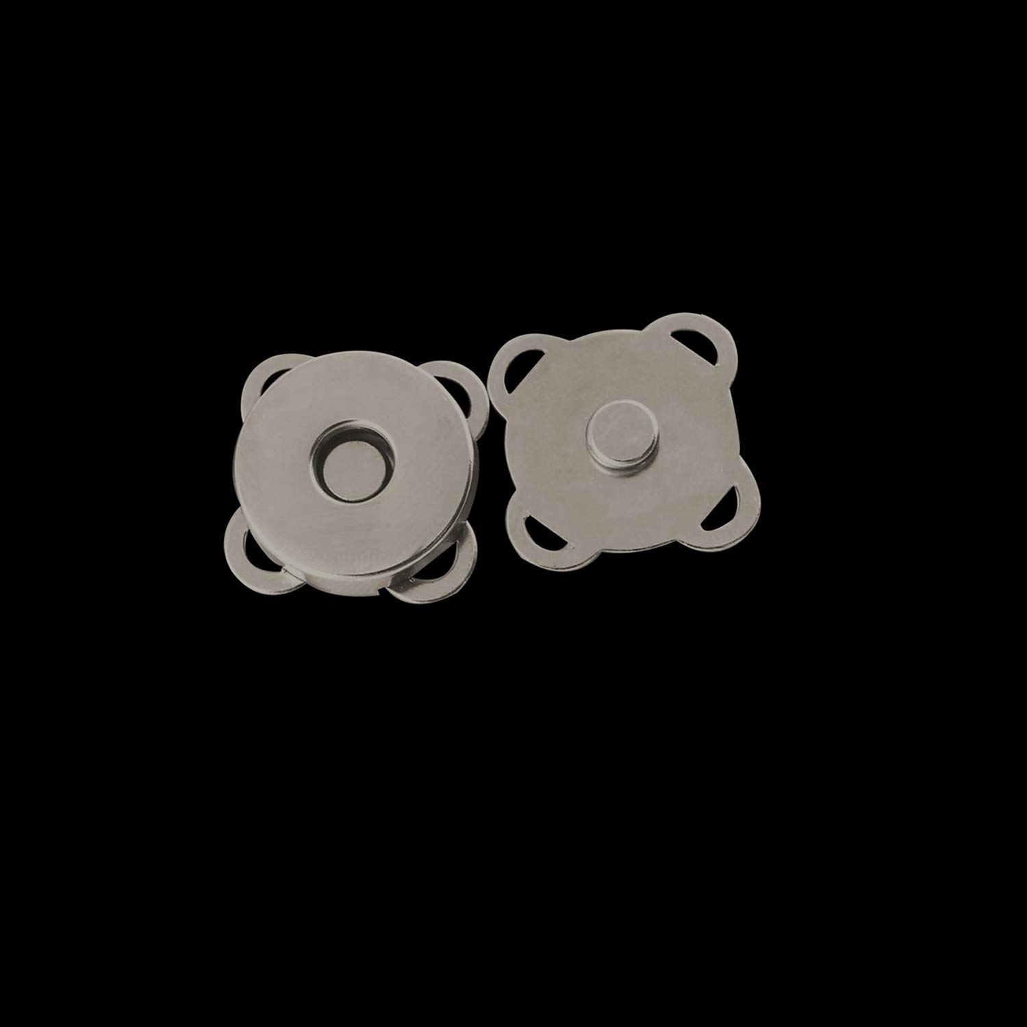 Lot de 2 fermoirs magnétiques en métal pour loisirs créatifs, sacs à main, manteaux en cuir, veste, sac à main (18 mm, argenté, 2 pièces) _ [Noir métallisé (14 mm)