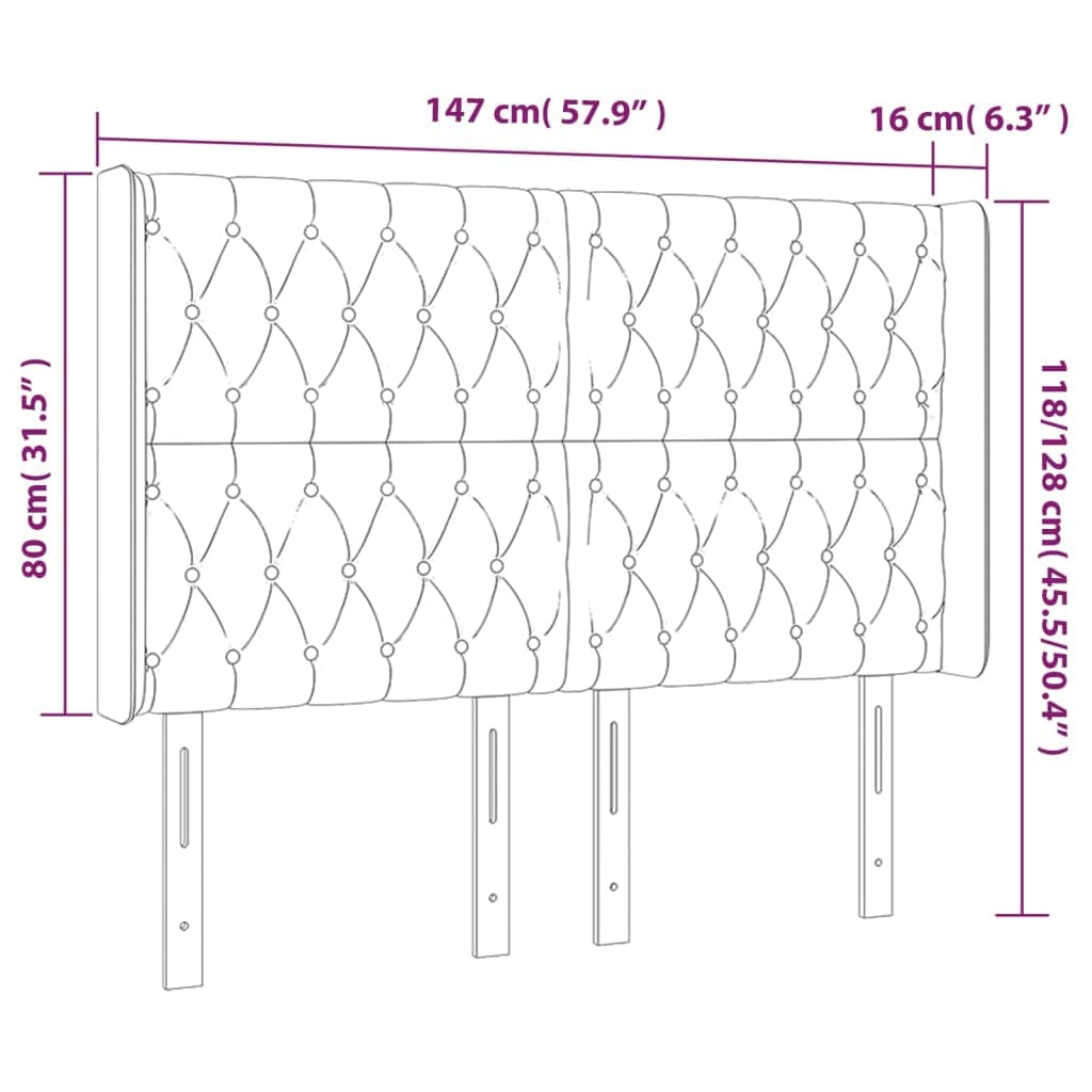 Kopfteil mit Ohren Dunkelbraun 147x16x118/128 cm Bettkopfteil Gepolstert Stoff Stoffkopfteil Höhenverstellbar Modernes Design für Boxspringbett und Bettgestelle